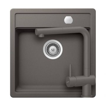 Set chiuveta bucatarie Schock Mono N-100S + baterie Schock Epos cu cap extractibil - Culoare silverstonee