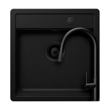 Set chiuveta bucatarie Schock Mono N-100S + parti vizibile + baterie Schock Talia cu cap extractibil - Culoare Nero