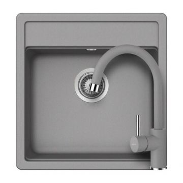 Set chiuveta bucatarie Schock Nemo N-100S + baterie bucatarie Schock Plutos Cristalite - Culoare croma schock