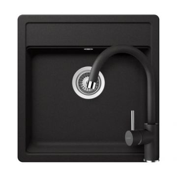 Set chiuveta bucatarie Schock Nemo N-100S + baterie bucatarie Schock Plutos Cristalite - Culoare Nero