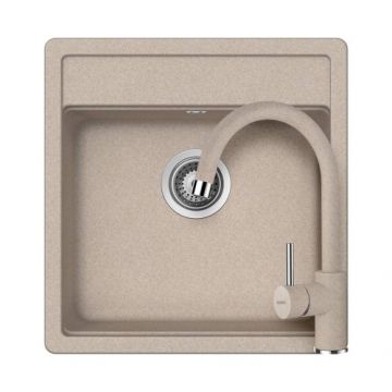 Set chiuveta bucatarie Schock Nemo N-100S + baterie bucatarie Schock Plutos Cristalite - Culoare Sabbia schock