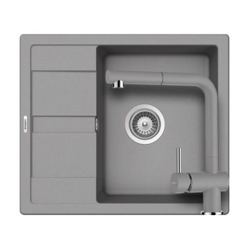 Set chiuveta bucatarie Schock Ronda D-100 + baterie EPOS Extensibila - Culoare croma schock