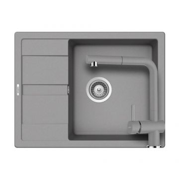 Set chiuveta bucatarie Schock Ronda D-100L + baterie EPOS Extensibila - Culoare croma schock