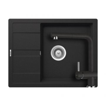 Set chiuveta bucatarie Schock Ronda D-100L + baterie EPOS Extensibila - Culoare Nero