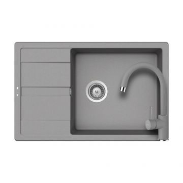 Set chiuveta bucatarie Schock Ronda D-100XL + baterie EPOS Extensibila - Culoare croma schock