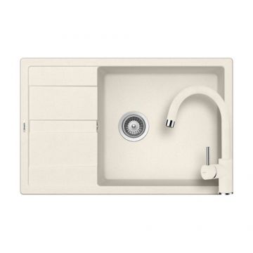 Set chiuveta bucatarie Schock Ronda D-100XL + baterie EPOS Extensibila - Culoare Vanilla Schock