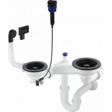 Sifon chiuveta Deante Space-Saver  pentru 1,5/2 cuve negru/alb