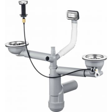 Sifon pentru chiuvete cu 1,5/2 cuve Deante inox