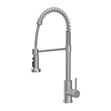 Baterie bucatarie cu dus extensibil Quadron Pop Alice finisaj inox periat