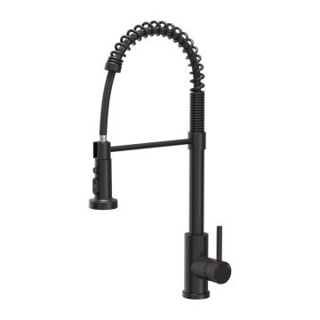 Baterie bucatarie cu dus extensibil Quadron Pop Alice finisaj negru carbon