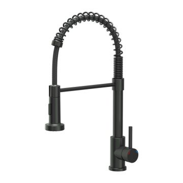Baterie bucatarie cu dus extensibil Quadron Pop Salma finisaj negru carbon