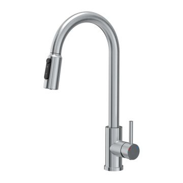 Baterie bucatarie cu dus extractibil Quadron Pop Cindy finisaj inox periat