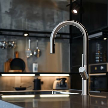 Baterie bucatarie cu dus extractibil Rubineta Bona 2 functii finisaj crom lucios