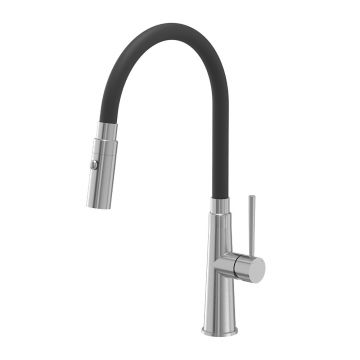 Baterie bucatarie cu pipa flexibila Quadron Pop Gina inox - negru