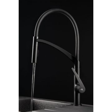 Baterie bucatarie cu pipa flexibila Rubineta Ultima finisaj negru mat