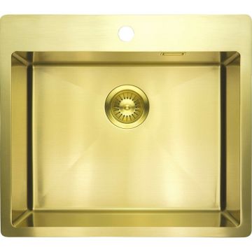 Chiuveta bucatarie inox Deante Olfato 55x50.5 cm cu 1 cuva finisaj auriu periat