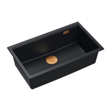 Chiuveta compozit incastrata Quadron Logan 110 negru carbon - cupru 76x44 cm