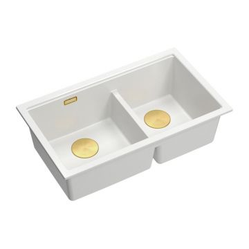 Chiuveta compozit incastrata Quadron Logan 120 alb - auriu 76x45 cm