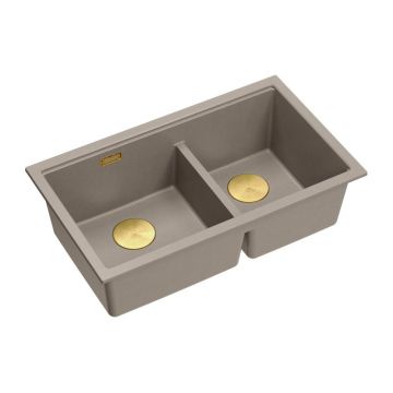Chiuveta compozit incastrata Quadron Logan 120 bej soft taupe - auriu 76x45 cm