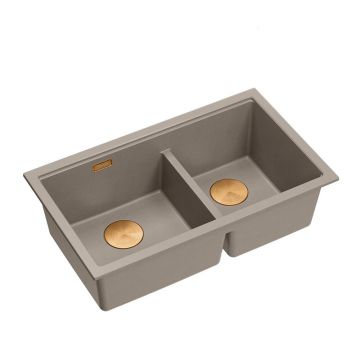 Chiuveta compozit incastrata Quadron Logan 120 bej soft taupe - cupru 76x45 cm