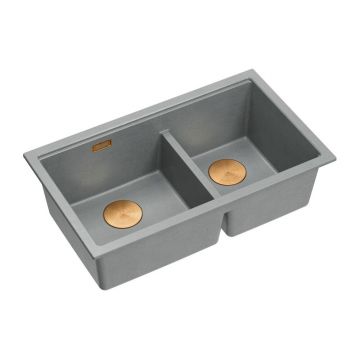 Chiuveta compozit incastrata Quadron Logan 120 gri - cupru 76x45 cm