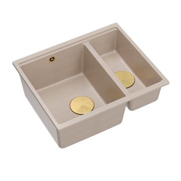 Chiuveta compozit incastrata Quadron Logan 150 bej - auriu 56x46 cm