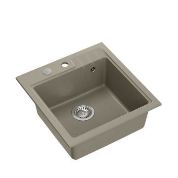 Chiuveta compozit incastrata Quadron Pop Peter 110 bej inchis 50x52 cm