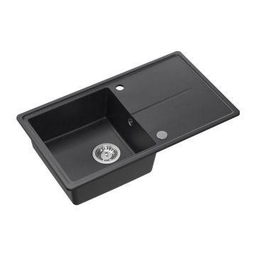 Chiuveta compozit incastrata Quadron Pop Tony 111 negru punctat 78x45 cm