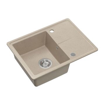 Chiuveta compozit incastrata Quadron Pop Tony 116 bej nisipiu 60x45 cm