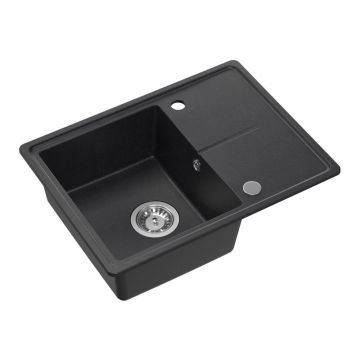 Chiuveta compozit incastrata Quadron Pop Tony 116 negru punctat 60x45 cm