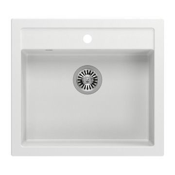 Chiuveta compozit incastrata Quadron Unique Bill 110 alb - inox 60x54 cm