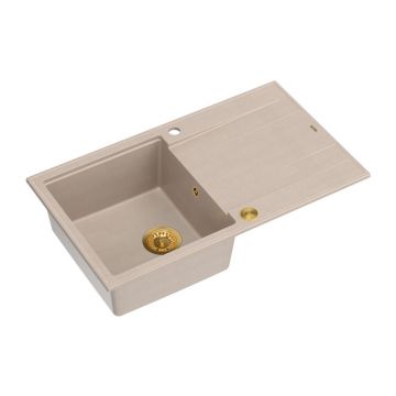 Chiuveta compozit incastrata Quadron Unique Evan 111 bej - auriu 86x50 cm