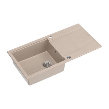 Chiuveta compozit incastrata Quadron Unique Evan 146 XL bej - inox 100x50 cm