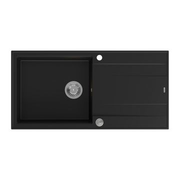 Chiuveta compozit incastrata Quadron Unique Evan 146 XL negru carbon - inox 100x50 cm