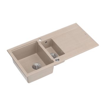 Chiuveta compozit incastrata Quadron Unique Evan 156 bej - inox 100x50 cm