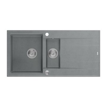 Chiuveta compozit incastrata Quadron Unique Evan 156 gri - inox 100x50 cm