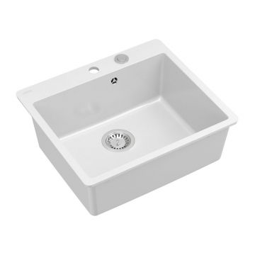 Chiuveta compozit Quadron Unique Morgan 110 alb - inox 57x50 cm
