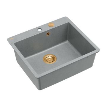 Chiuveta compozit Quadron Unique Morgan 110 gri - cupru 57x50 cm