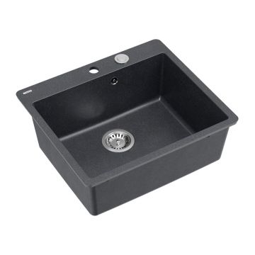 Chiuveta compozit Quadron Unique Morgan 110 negru diamant - inox 57x50 cm