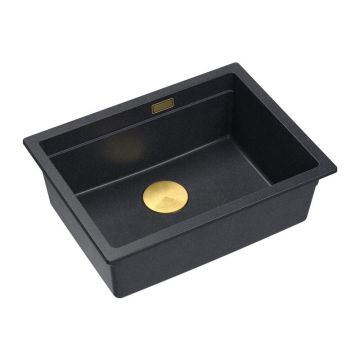 Chiuveta compozit sub blat Quadron Logan 100 negru diamant - auriu 56x45 cm