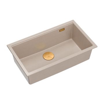 Chiuveta compozit sub blat Quadron Logan 110 bej - cupru 76x44 cm
