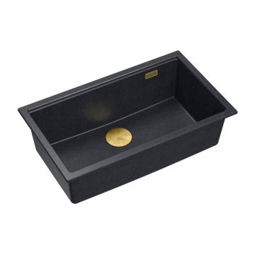 Chiuveta compozit sub blat Quadron Logan 110 negru diamant - auriu 76x44 cm