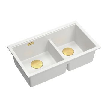 Chiuveta compozit sub blat Quadron Logan 120 alb - auriu 76x45 cm