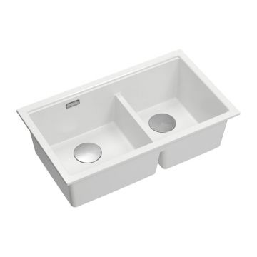 Chiuveta compozit sub blat Quadron Logan 120 alb - inox 76x45 cm
