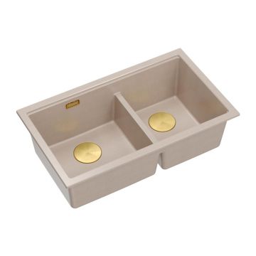 Chiuveta compozit sub blat Quadron Logan 120 bej - auriu 76x45 cm