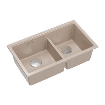 Chiuveta compozit sub blat Quadron Logan 120 bej - inox 76x45 cm