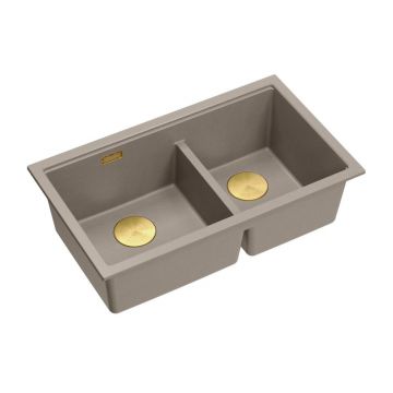 Chiuveta compozit sub blat Quadron Logan 120 bej soft taupe - auriu 76x45 cm