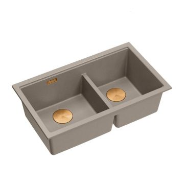 Chiuveta compozit sub blat Quadron Logan 120 bej soft taupe - cupru 76x45 cm