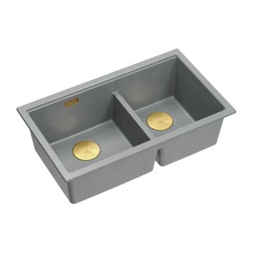 Chiuveta compozit sub blat Quadron Logan 120 gri - auriu 76x45 cm