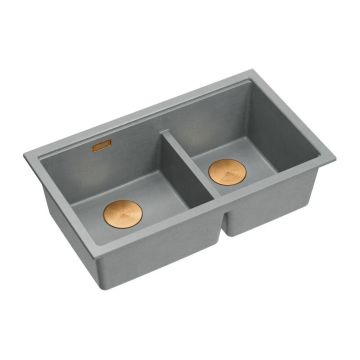Chiuveta compozit sub blat Quadron Logan 120 gri - cupru 76x45 cm